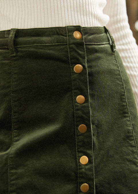 Vogue on Vinyl Button Front Corduroy Skirt