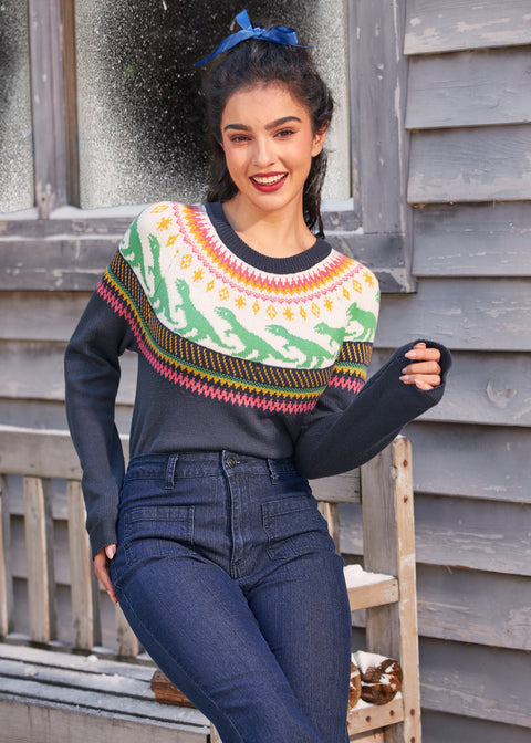 Retro Charm Raglan Sweater