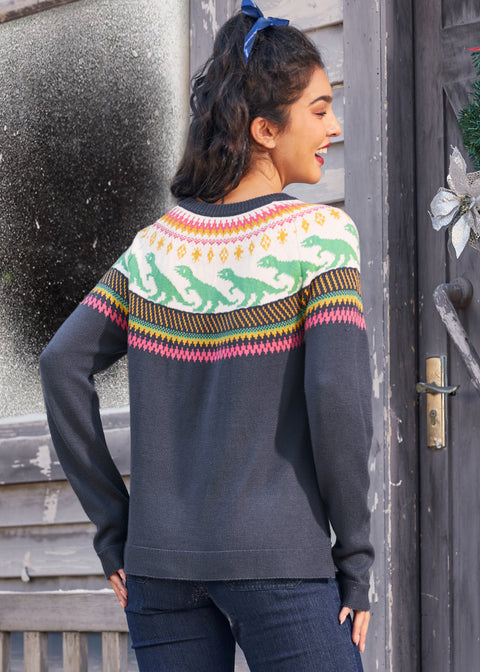 Retro Charm Raglan Sweater