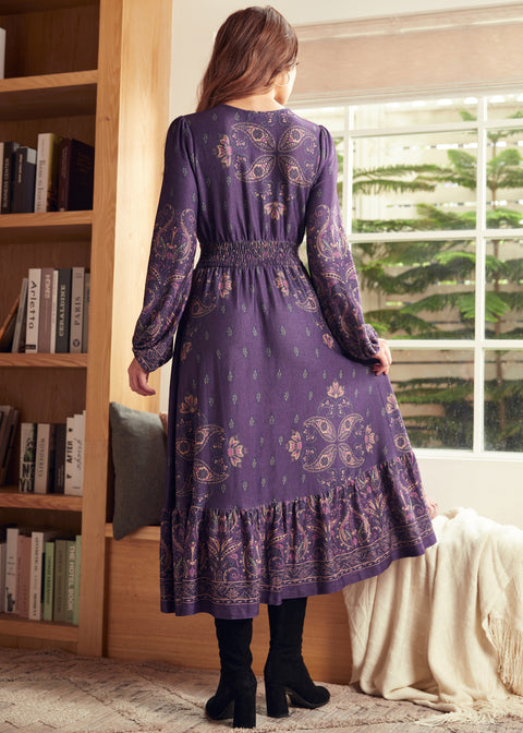 Goldie Hour V-Neck Midi Dress