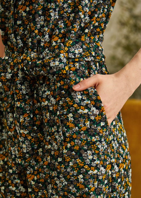 Mushroom About Town Jumpsuit - Ditsy Floral Edition