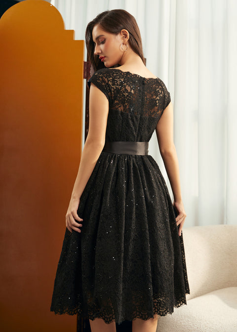 Starry Soirée Lace Dress