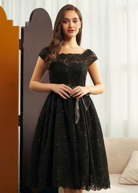 Starry Soirée Lace Dress