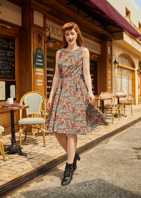 Colorful Floral Vintage Dress