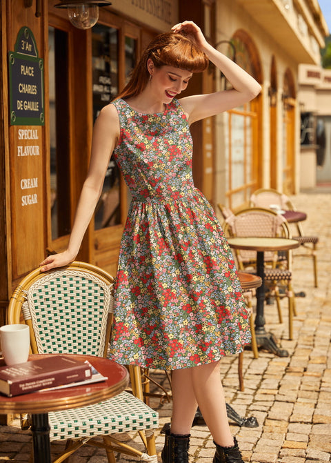 Colorful Floral Vintage Dress