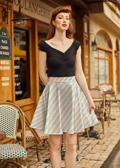 Rainbow Stripe Skater Skirt