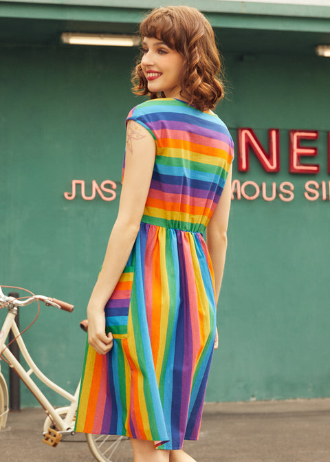 PRESALE More Is More Rainbow Stripe Dress