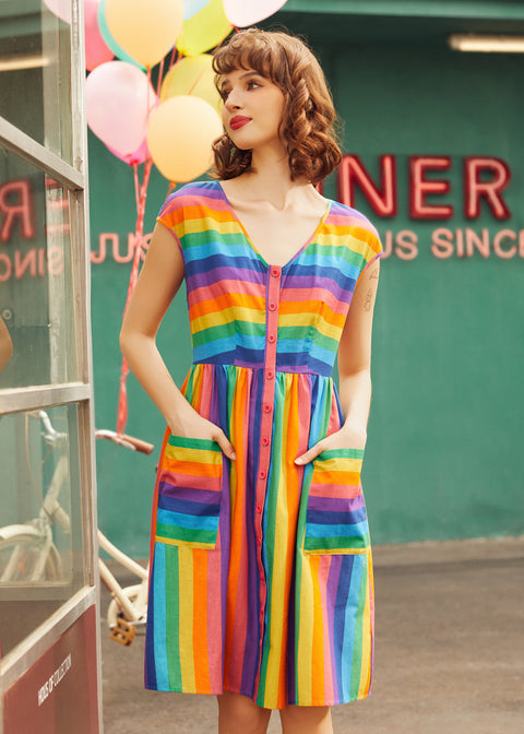 PRESALE More Is More Rainbow Stripe Dress