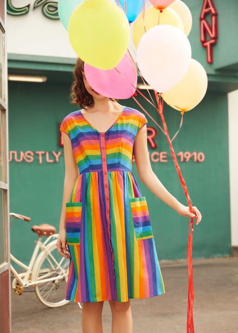 PRESALE More Is More Rainbow Stripe Dress