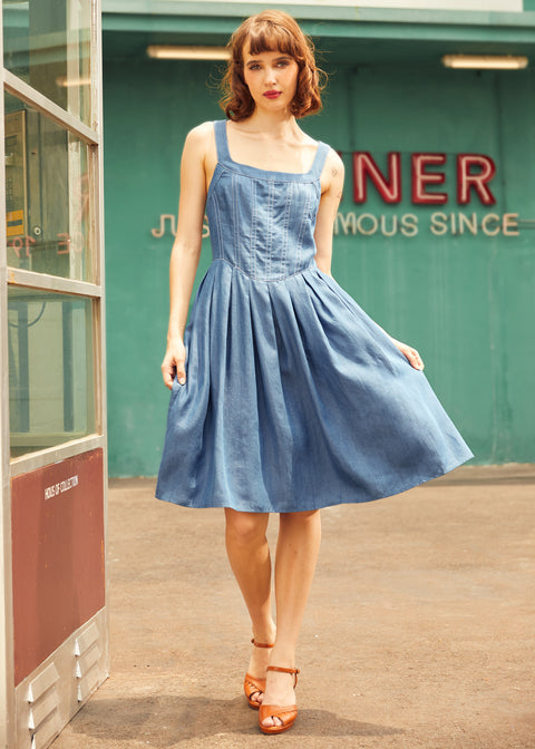 PRESALE Meet Me on Main Street Chambray Dress