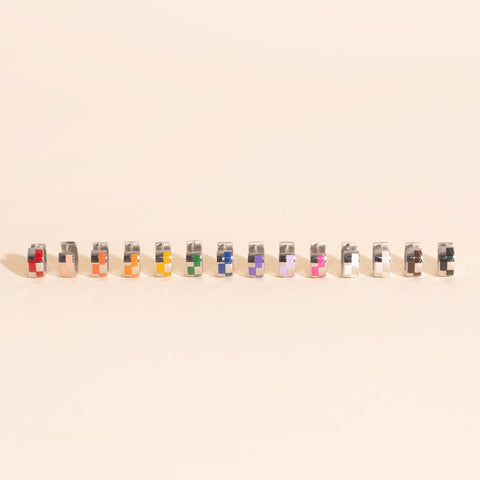 Checkered Rounded Super Chunky Huggie Hoop Earrings