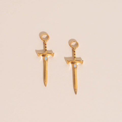 Sword Chunky Huggie Hoop Charms