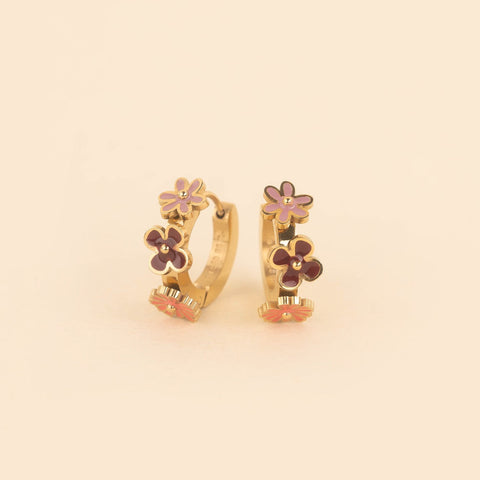 Flower 3D Huggie Hoop Earrings
