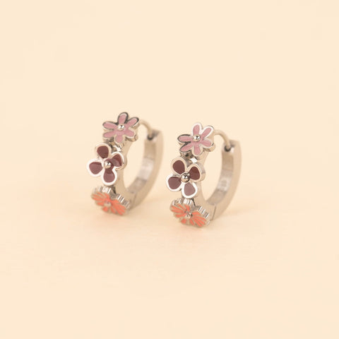 Flower 3D Huggie Hoop Earrings