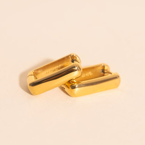 Chunky Rounded Rectangle Huggie Hoop Earrings