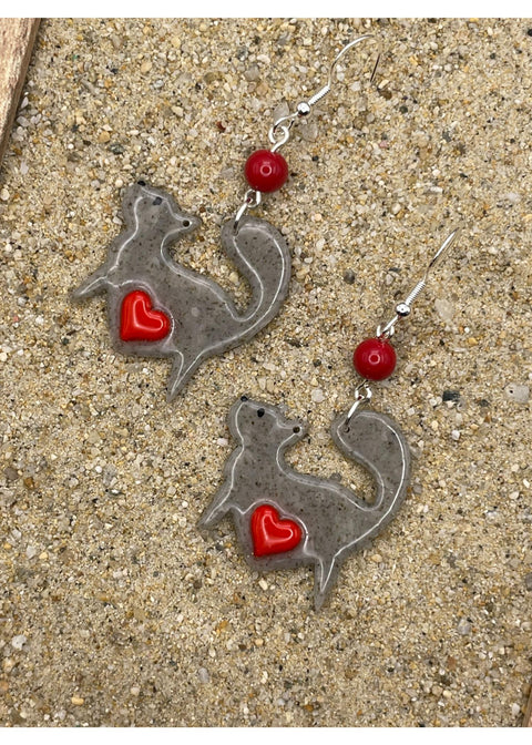 Grey Prancing Cat Lover Earrings